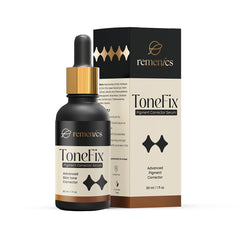ToneFix pigment corrector serum bottle and packaging on a white background